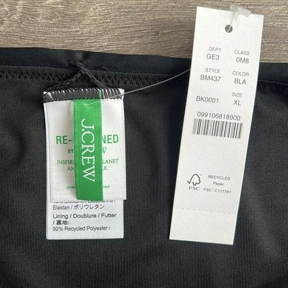 NWT J. Crew Scrunchie Strap Full Coverage Bikini Swim Bottom XL Black #3112 - Picture 7 of 14